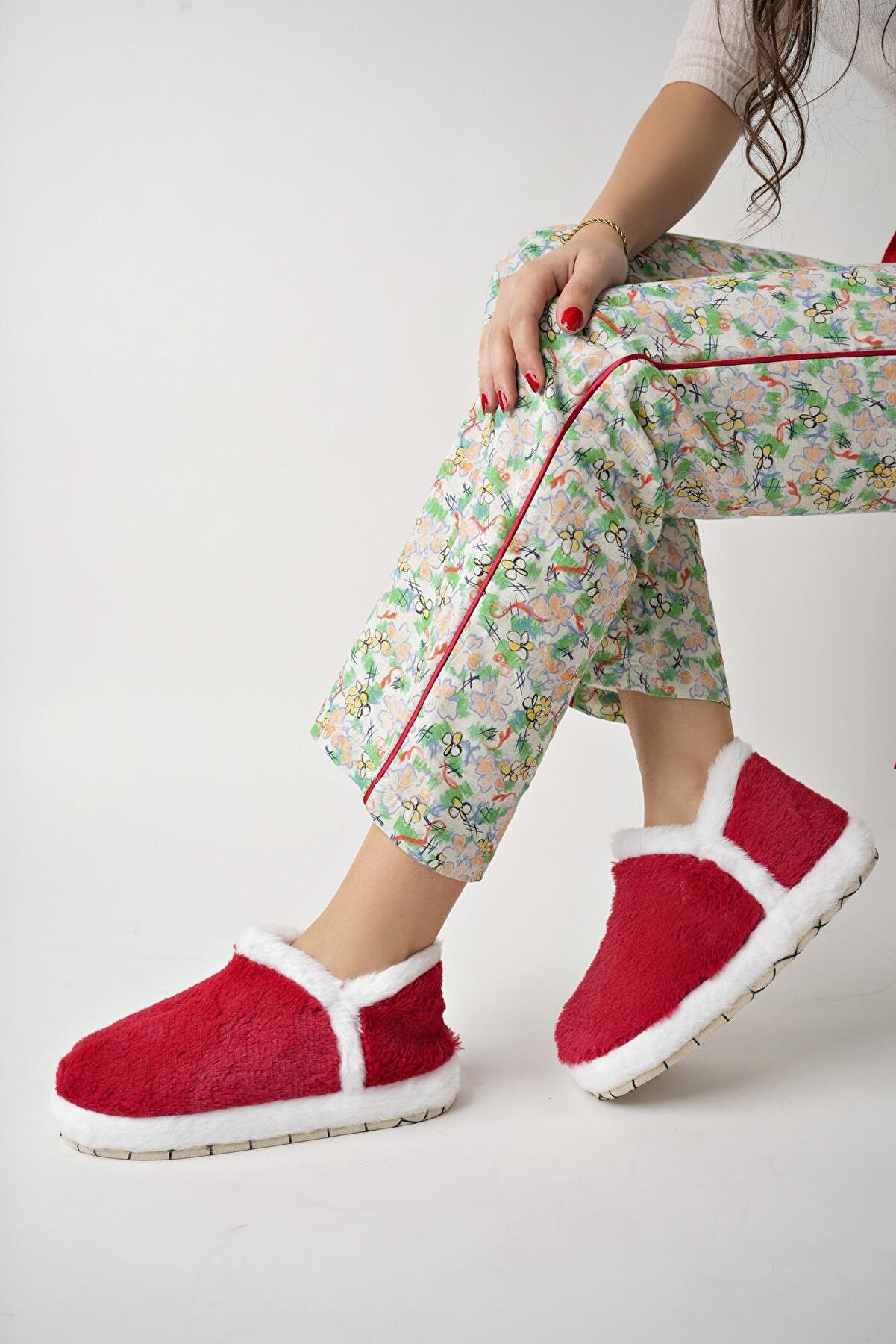 VIOLA Kadın Panduf Noel Yılbaşı  Ev Ayakkabısı Ev Botu Hediyelik Ev Botu Kalın Hafif Taban STC418